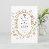 Invitation chic floral sauvage Cute golden Meadow mariage (Debout devant)