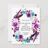 Invitation Chic Floral Wreath Serez-vous ma servante d'honneu (Dos)