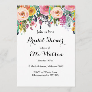 Invitation chic florale de Fête de la mariée