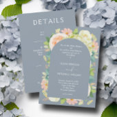 Invitation Chic Florals Mariage tout en un Dusty bleu