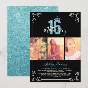 Invitation Chic Flourish Glam Douze Ans Fête d'anniversaire P