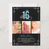 Invitation Chic Flourish Glam Sweet 16 Photo Anniversaire (Devant)
