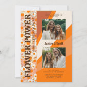 Invitation Chic Flower Power Pop 2 Photos Then & Now Wedding (Devant)
