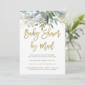 Invitation Chic Foliage| Baby shower par script Gold du courr (Debout devant)