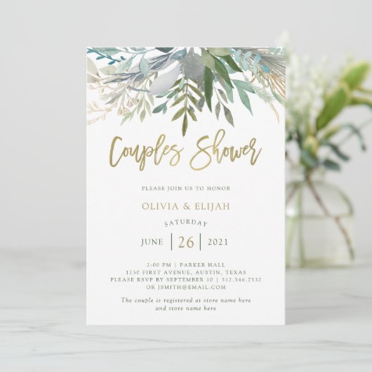Invitation Chic Foliage | Douche Couples (Debout devant)