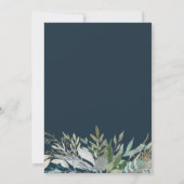 Invitation Chic Foliage | Mariage bleu foncé (Dos)