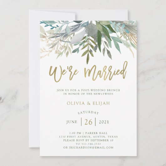 Invitation Chic Foliage | Nous sommes mariés (Devant)