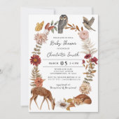 Invitation Chic Forêt Animaux Baby shower neutre (Devant)