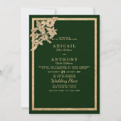 Invitation Chic forêt foncé vert or parties scintillant Maria (Devant)