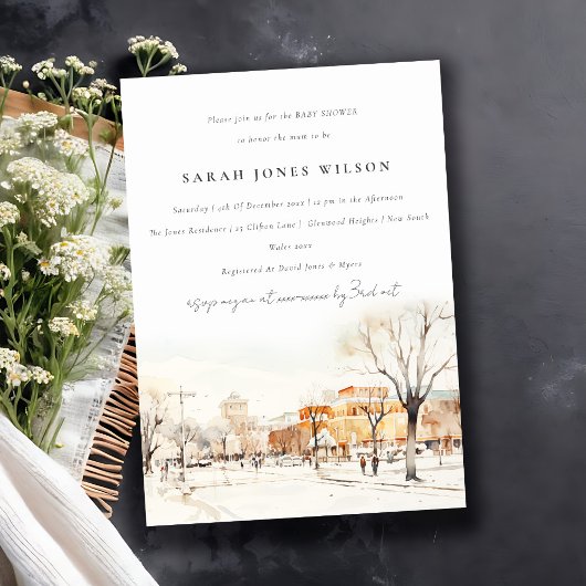Invitation Chic Forgo North Dakota City Scape Baby shower