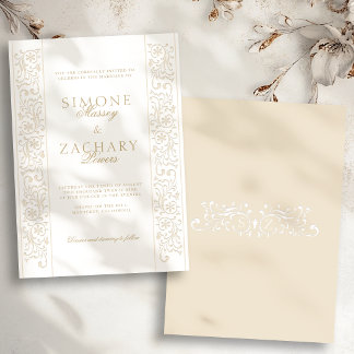 Invitation Chic Formal Ecru Scrollwork Border Wedding