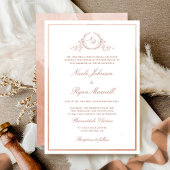 Invitation Chic Formel Monogramme Terracotta Aquarelle Mariag