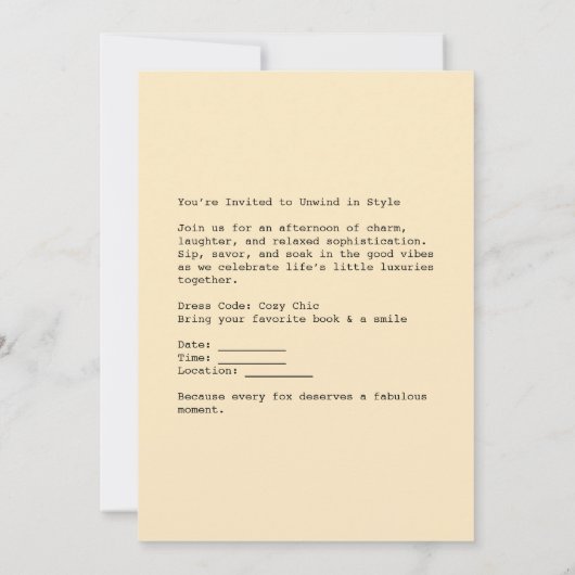 Invitation Chic Fox Relaxant dans le style (Dos)