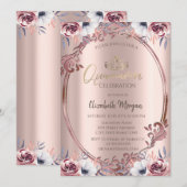 Invitation Chic Frame Boho Fleurs Quinceañera (Devant / Derrière)