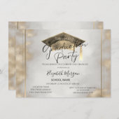 Invitation  Chic Frame Grad Cap Gold Graduation  (Devant / Derrière)