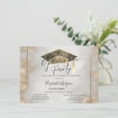 Invitation  Chic Frame Grad Cap Gold Graduation  (Debout devant)