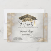 Invitation Chic Frame Grad Cap Gold Graduation (Devant)