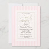 Invitation Chic Frame rose rayé Sweet 16 (Devant)