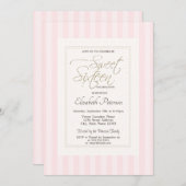Invitation Chic Frame rose rayé Sweet 16 (Devant / Derrière)
