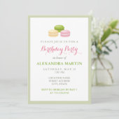 Invitation Chic French Macaron fête d'anniversaire (Debout devant)