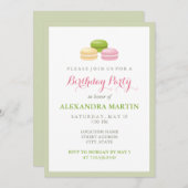 Invitation Chic French Macaron fête d'anniversaire (Devant / Derrière)