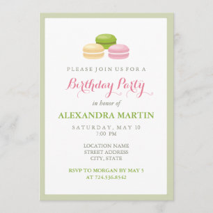 Invitation Chic French Macaron fête d'anniversaire