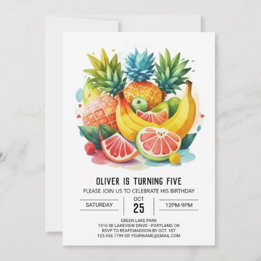 Invitation Chic Fruity Banana Anniversaire (Devant)