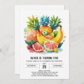 Invitation Chic Fruity Banana Anniversaire (Devant / Derrière)