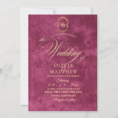Invitation Chic Fuchsia / Gold Mariage de script (Devant)
