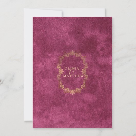 Invitation Chic Fuchsia / Gold Mariage de script (Dos)