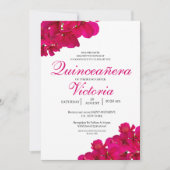 Invitation Chic Fuchsia & Hot Pink Rose Quinceañera (Devant)