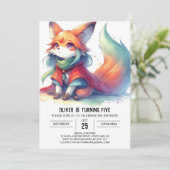 Invitation Chic Fun Fox Anniversaire (Debout devant)