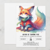 Invitation Chic Fun Fox Anniversaire (Devant / Derrière)