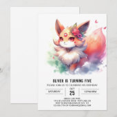 Invitation Chic Fun Fox Anniversaire (Devant / Derrière)