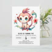 Invitation Chic Fun Monkey Anniversaire (Debout devant)
