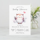 Invitation Chic Fun Owl Baby shower (Debout devant)