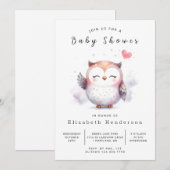 Invitation Chic Fun Owl Baby shower (Devant / Derrière)