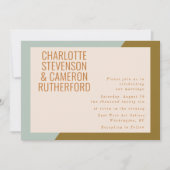 Invitation Chic Géométrique Bleu clair et Mariage d'olive (Devant)