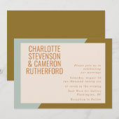 Invitation Chic Géométrique Bleu Clair et Olive Mariage (Devant / Derrière)