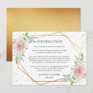 Invitation Chic Géométrique Or Foil Floral Mariage Détail