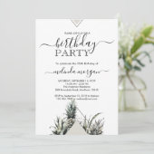 Invitation Chic Géométrique Pinpomme tropical adulte annivers (Debout devant)