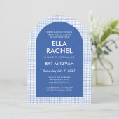 Invitation Chic Gingham Modern Custom QR Bat Bar Mitzvah Arch (Debout devant)