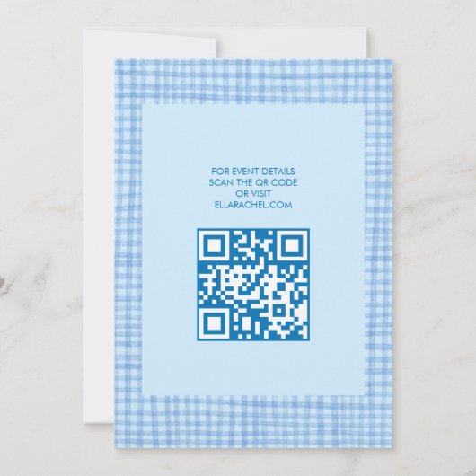 Invitation Chic Gingham Modern Custom QR CODE Bat Bar Mitzvah (Dos)