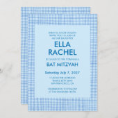 Invitation Chic Gingham Modern Custom QR CODE Bat Bar Mitzvah (Devant / Derrière)