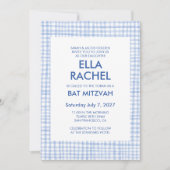 Invitation Chic Gingham Modern Custom QR CODE Bat Bar Mitzvah (Devant)