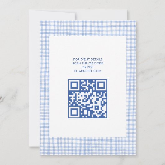Invitation Chic Gingham Modern Custom QR CODE Bat Bar Mitzvah (Dos)