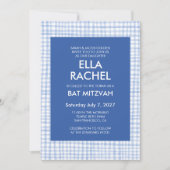Invitation Chic Gingham Moderne Code QR Personnalisé Bar Mitz (Devant)