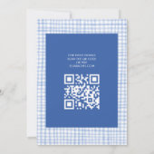 Invitation Chic Gingham Moderne Code QR Personnalisé Bar Mitz (Dos)