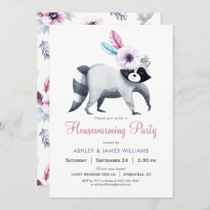 Invitation Chic Girl Raccoon House Party