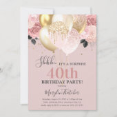 Invitation Chic Girly 40e fête d'anniversaire surprise (Devant)